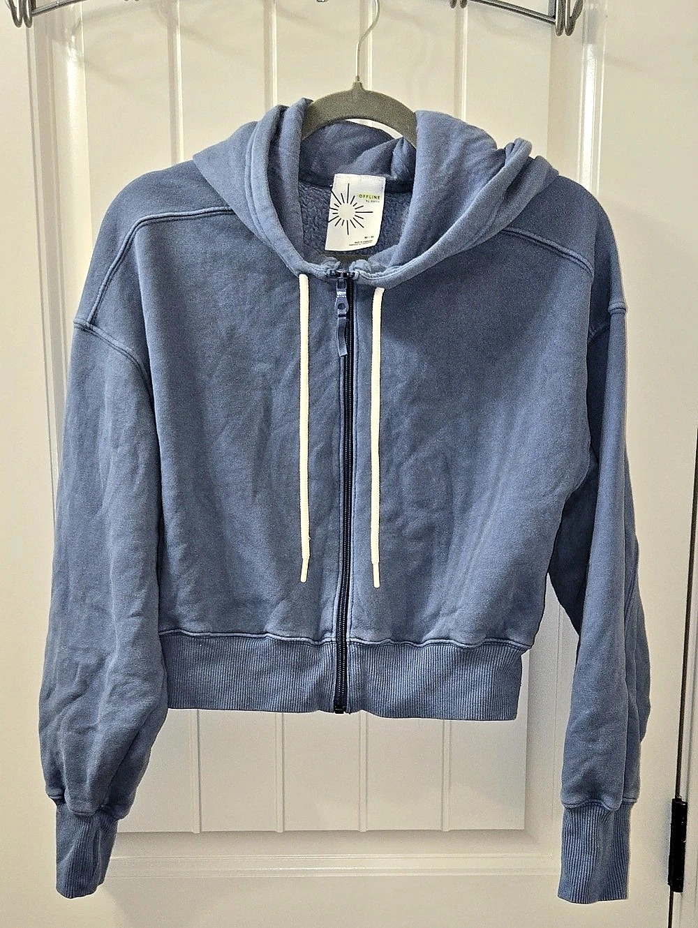 Offline by Aerie Cropped Zip-Up Hoodie in Blue Size Medium